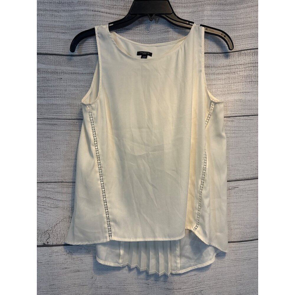 Ann Taylor Sleeveless Ivory Pleated Blouse XSP